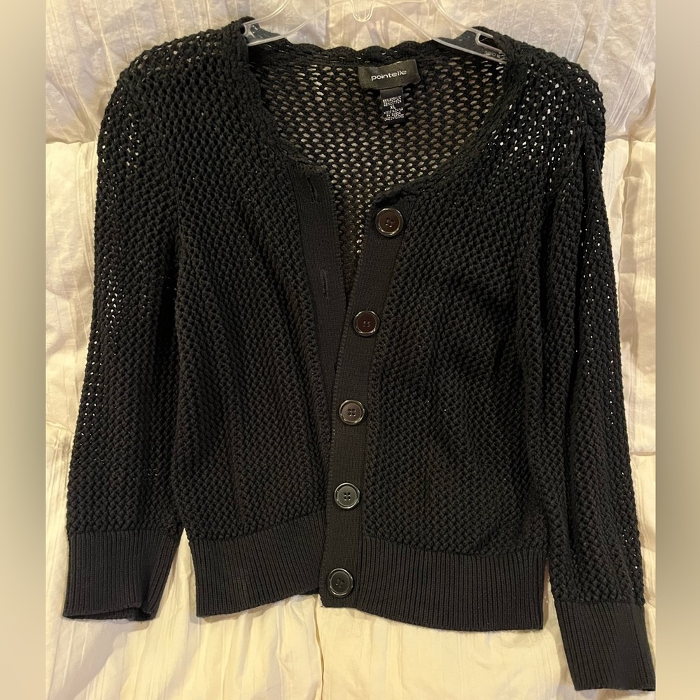Black knitted button down cardigan